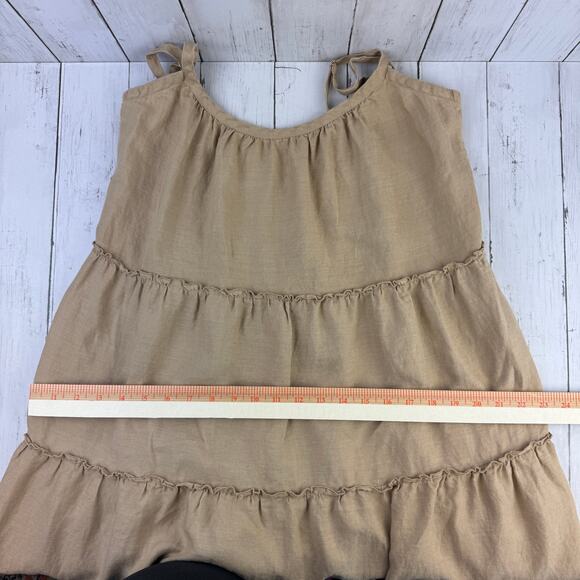 Anthropologie Eberjey Tan Linen Kesia Tiered Sleeveless Maxi Dress Size Medium - Picture 13 of 15